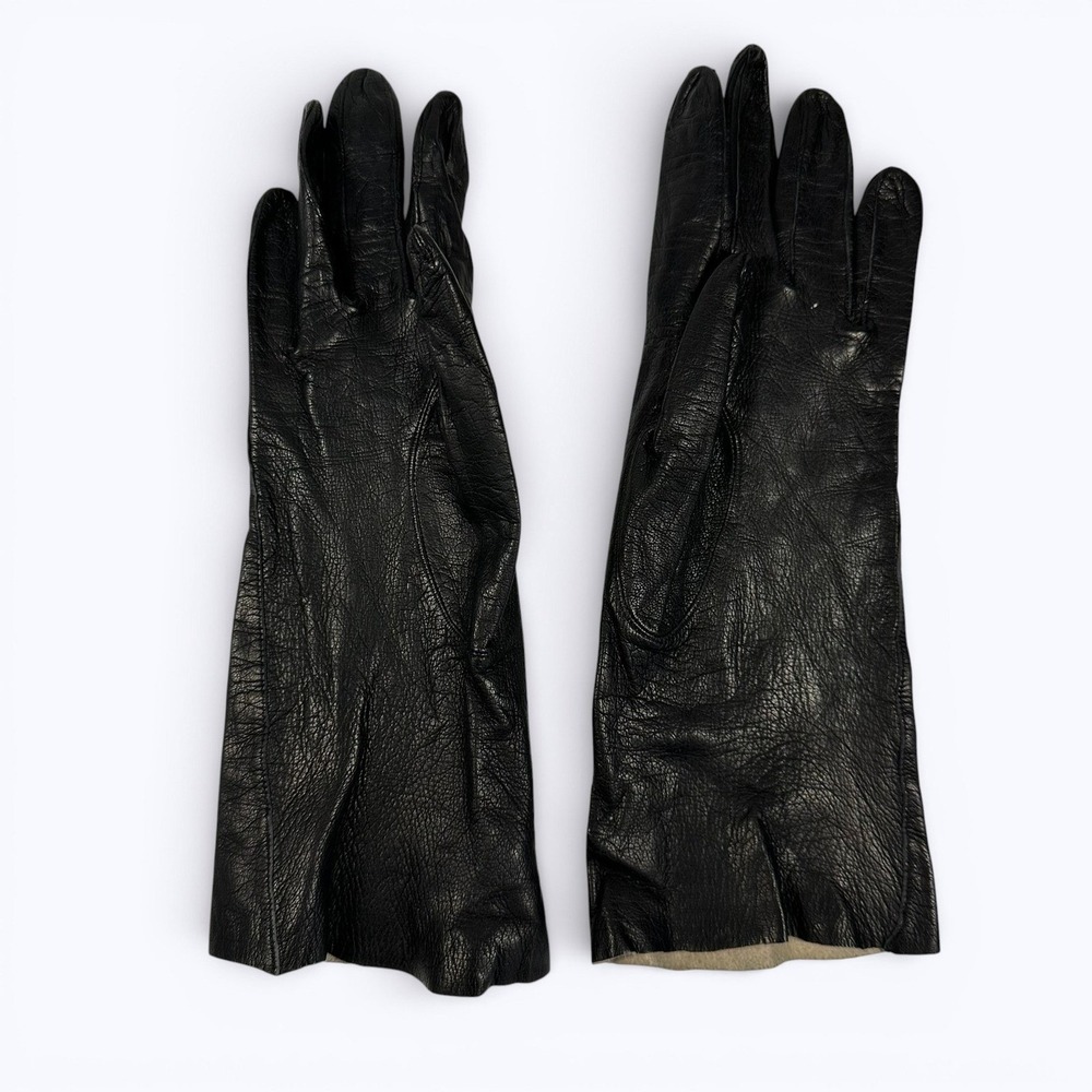 Vintage Black Kidskin Leather Gloves Philippines Formal Event‎ Size 6.5
